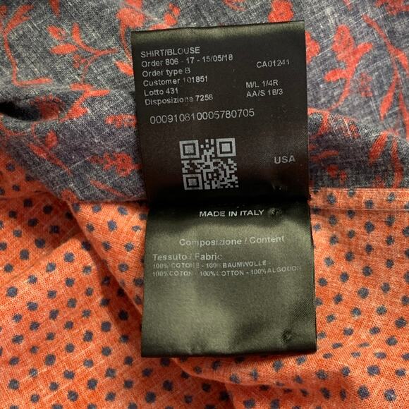 CALVIN KLEIN COLLECTION S Multi Color Patchwork Bandana Cotton Long Sleeve Shirt - Picture 7 of 7